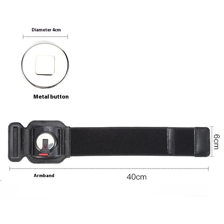 Black mobile phone armband wrist strap for takeaway delivery and sports.