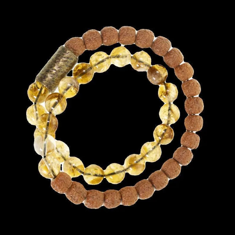 Personalised retro LCD double circle bracelet in natural citrine colour with size options for boys and girls