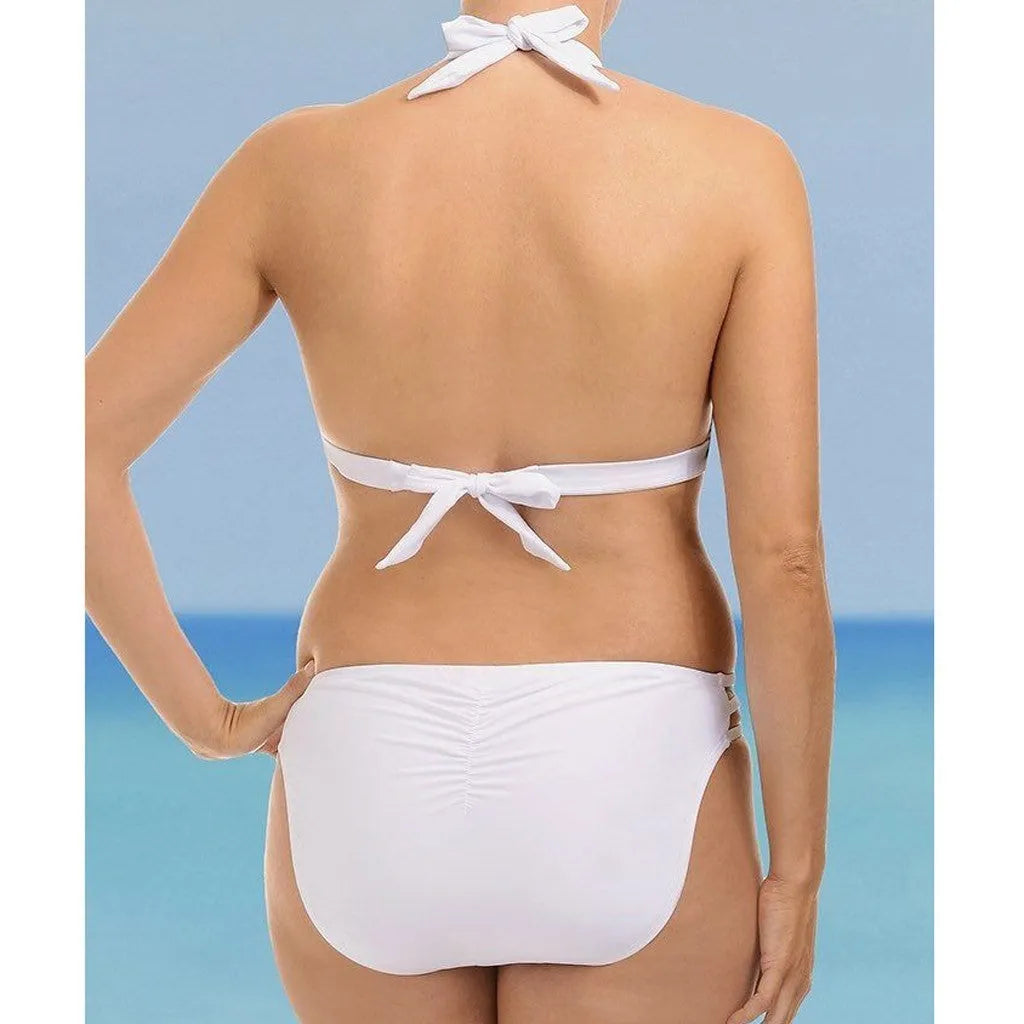 Women's split solid bikini in black, made from nylon with vinylon, 200g, available in sizes XL to 4XL