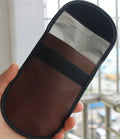 Black microfiber Faraday cage signal blocker bag for car key fobs and RFID cards.