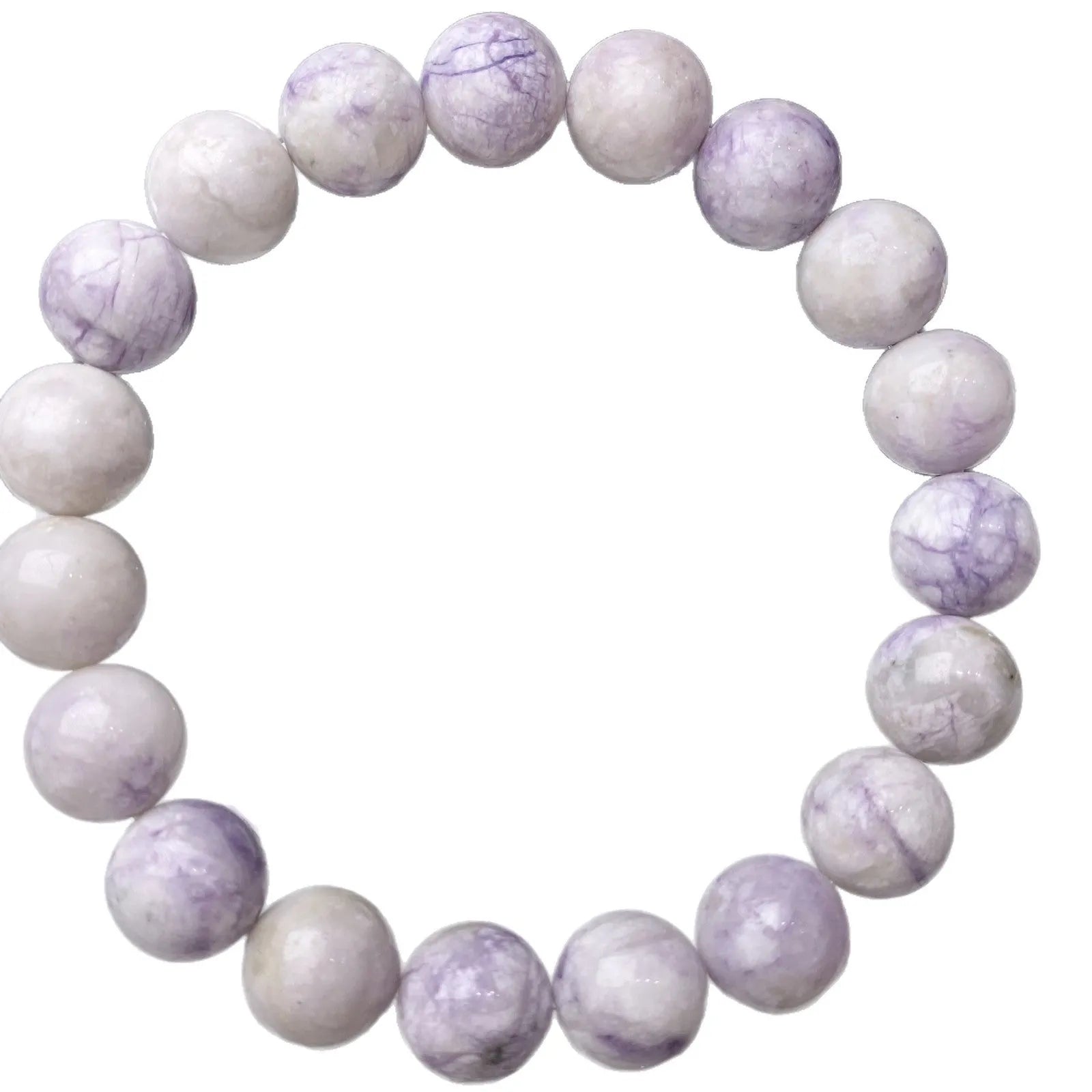 Natural purple turquoise women's bracelet with elastic cord, showing bead size options