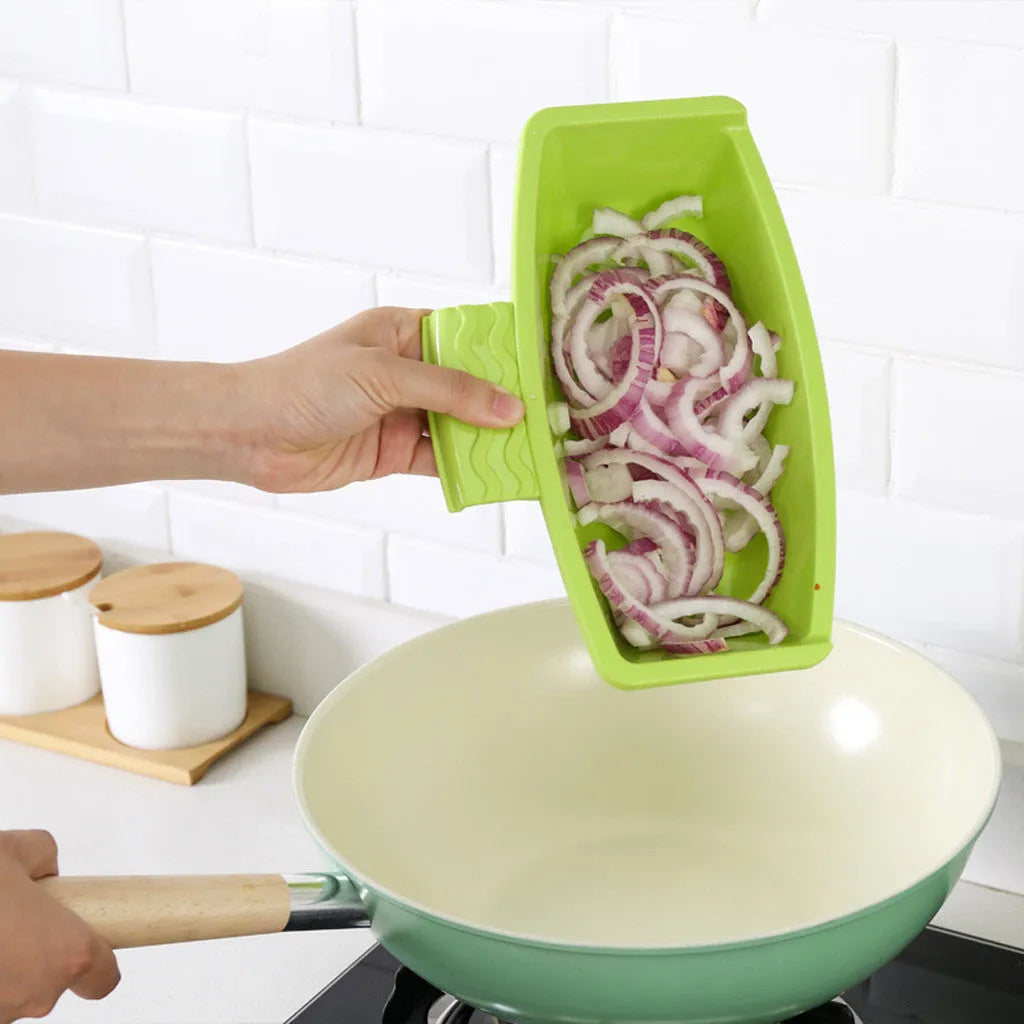 Green kitchen drain cutting board with hollow bottom design mounted on sink edge