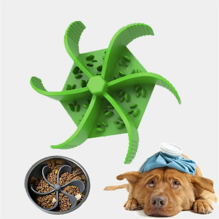 Blue silicone pet slow feeder licking pad with suction cup base for dogs and cats.