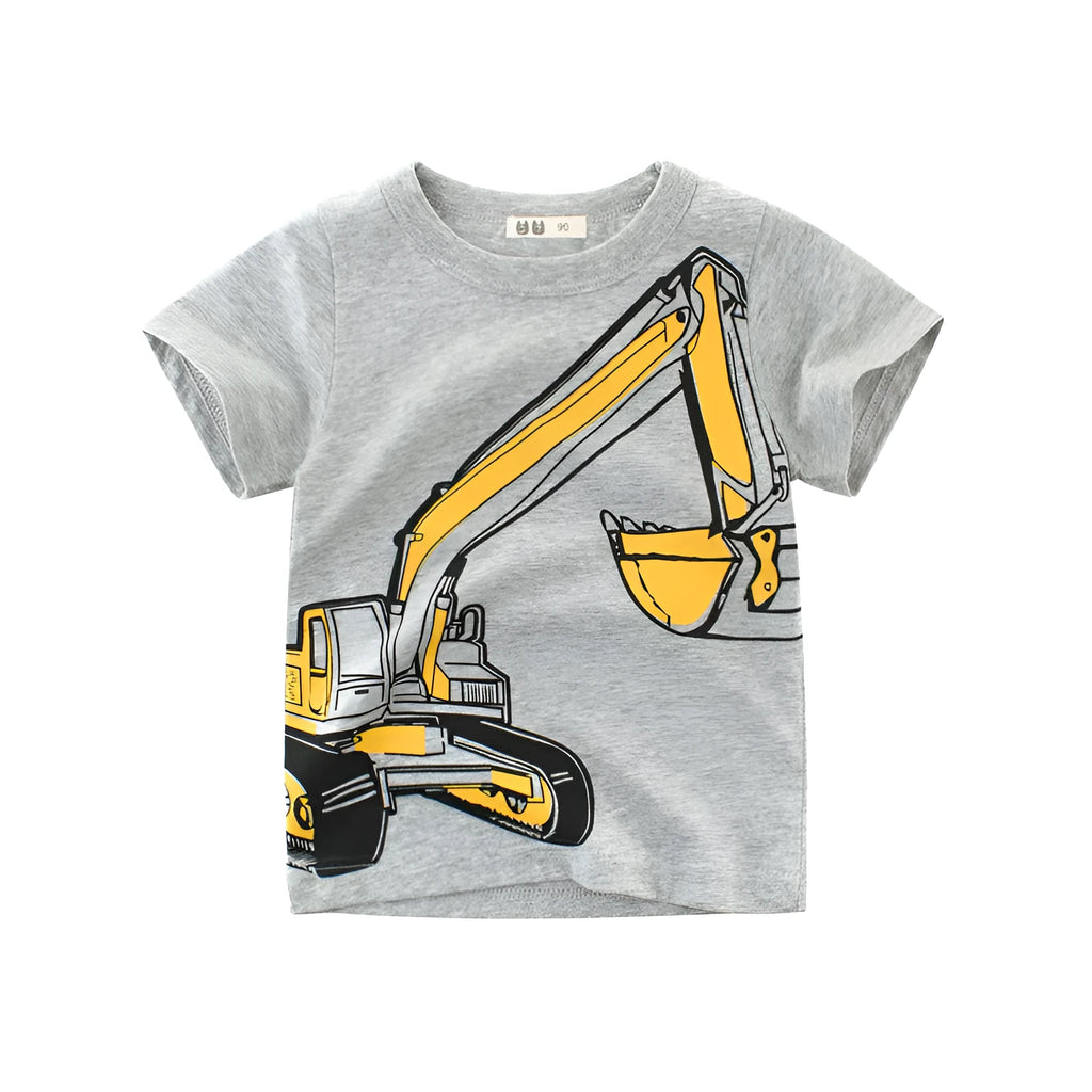 Children's short sleeve cotton t-shirt with cartoon pattern in flower ash colour