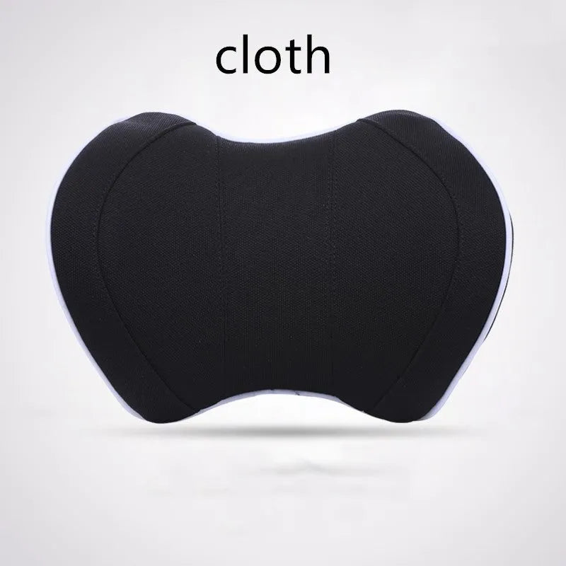 Car headrest with memory foam padding in black fabric cover for driving comfort