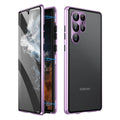 Black magnetic phone case with integrated mirror for Samsung Galaxy S24 Ultra shown from the front.