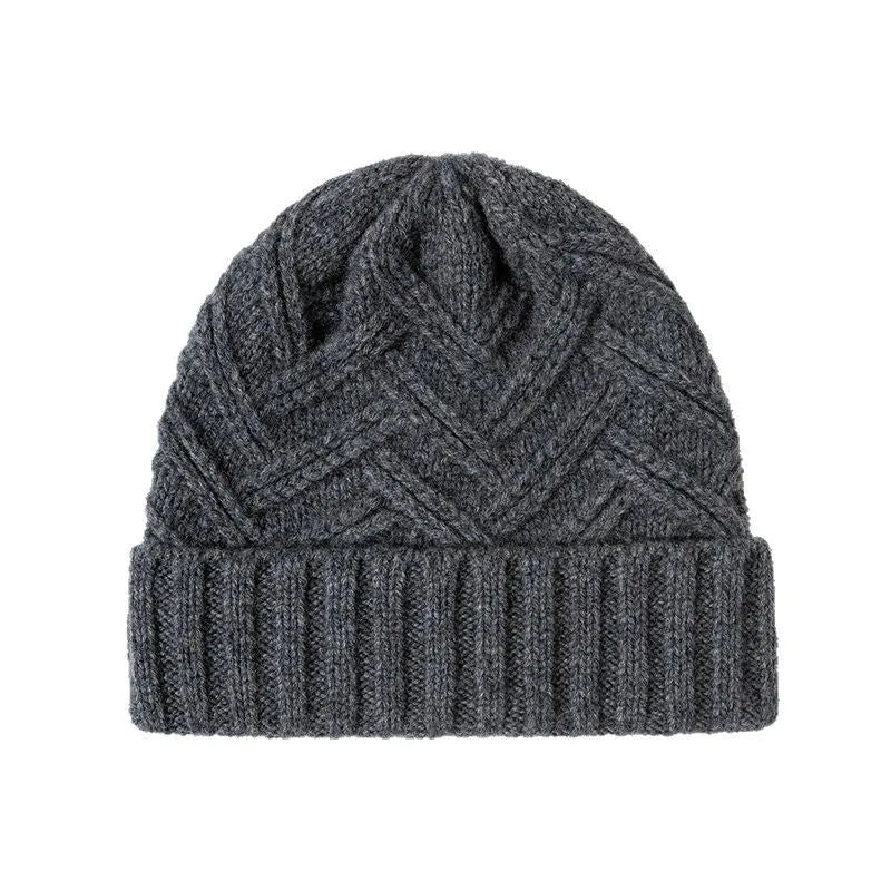 Women's wool knitted dome crown winter hat with a totem pattern, shown in one of six available colours.