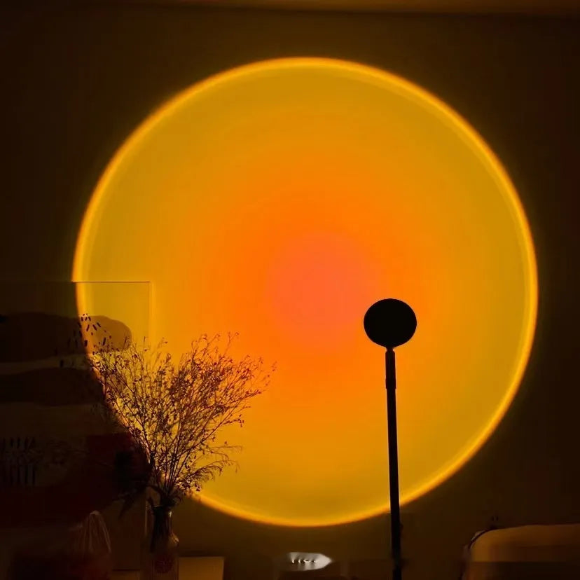 Sunset red USB floor lamp with RGB colour options, 12.5x12.5x27cm, modern simple design, low voltage LED