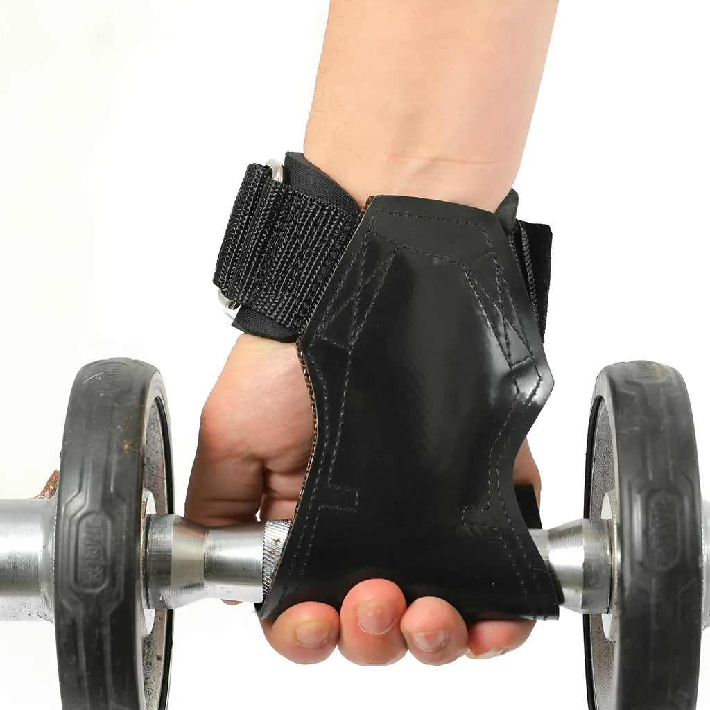 Black rubber non-slip booster hose belt for weightlifting and rock climbing grip aid.