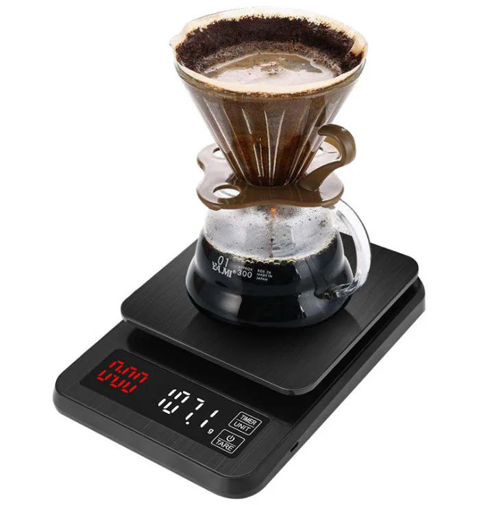 Pour-over coffee scale, electronic kitchen scale with 3kg 5kg 10kg options, battery or USB power, 20x14.5x3cm