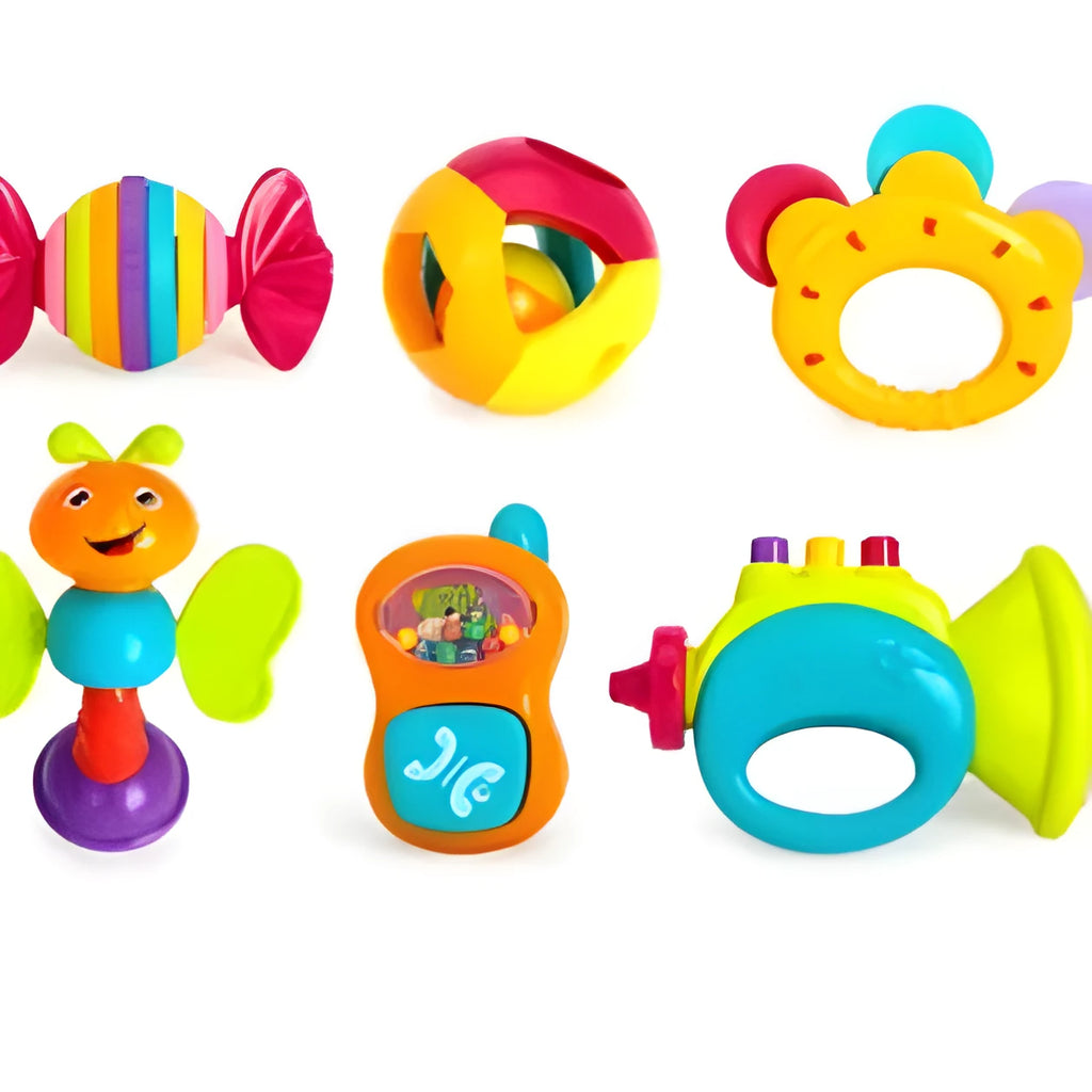 10-piece baby rattle hand grasping toy set for infants aged 0-3 years in six colour styles