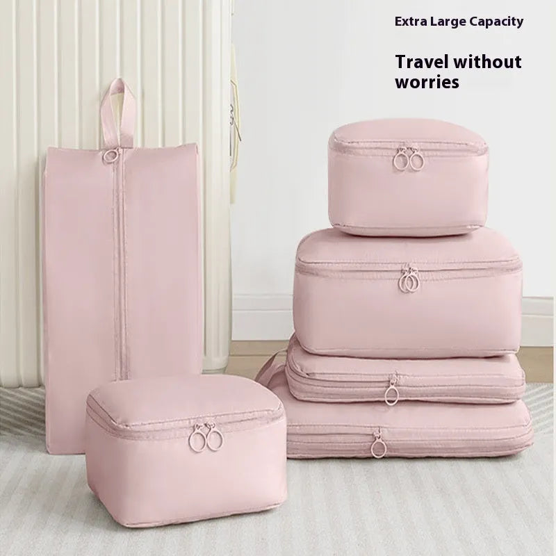 Six-piece compressed clothing luggage set Memory Cloth solid colour Urban Simplicity 36-55L polyester lining leisure travel