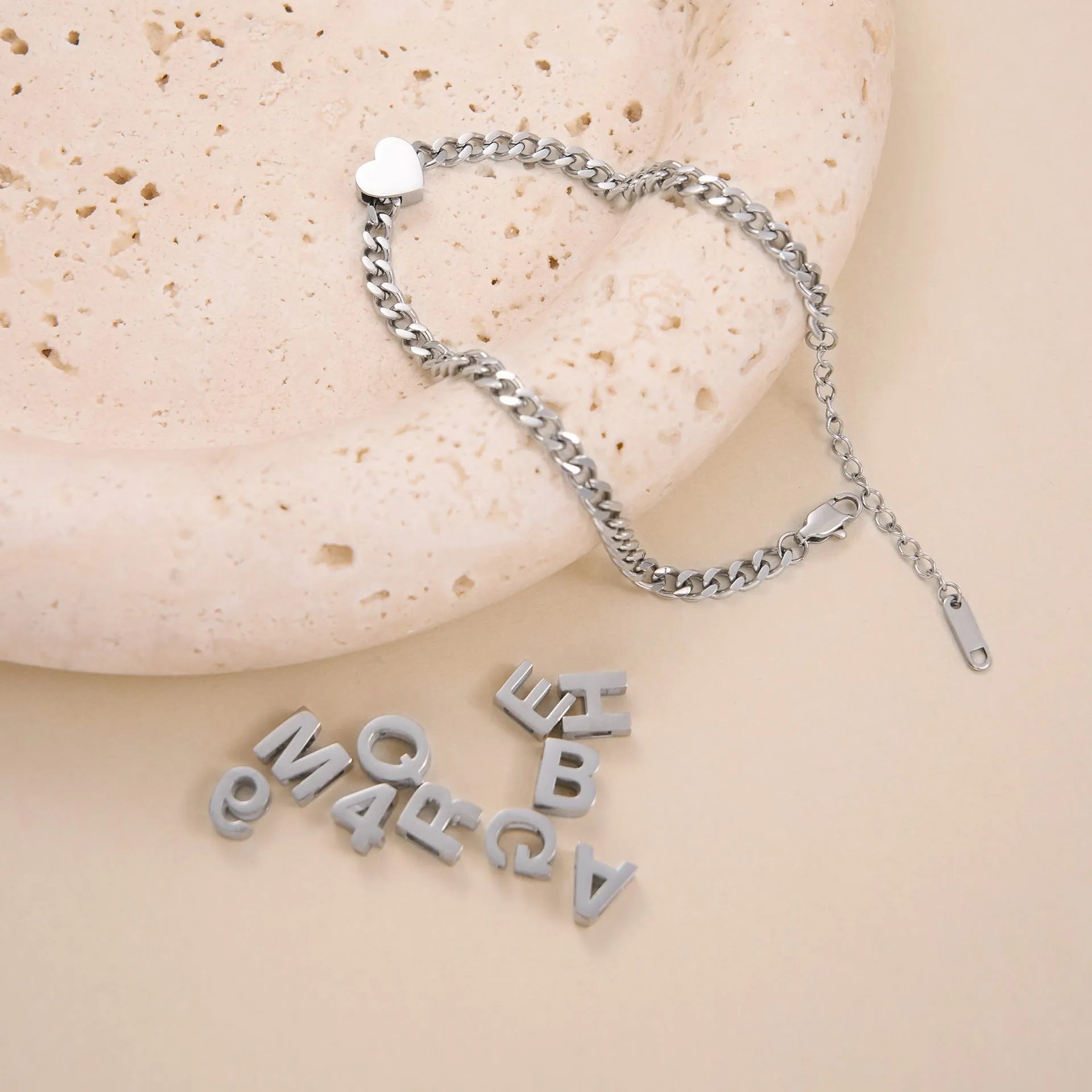 Titanium steel personalised necklace with letter or number pendant on 40.5cm chain