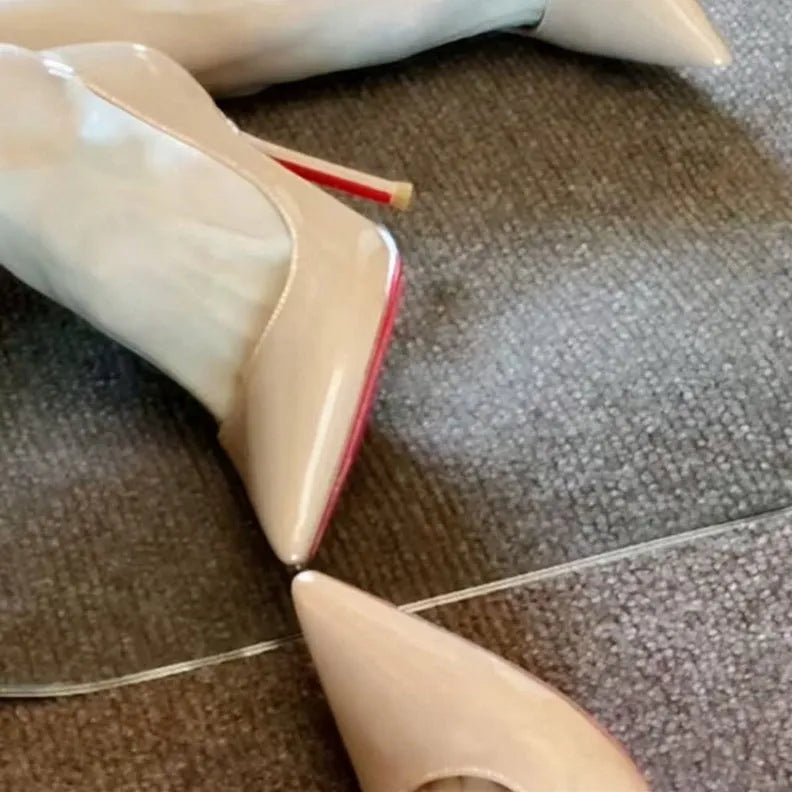 Women's patent leather stiletto heel pumps pointed toe shallow mouth banquet shoes