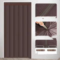 Full seam long magnetic strip cotton door curtain in New Chinese style, showing colour options and magnetic closure.