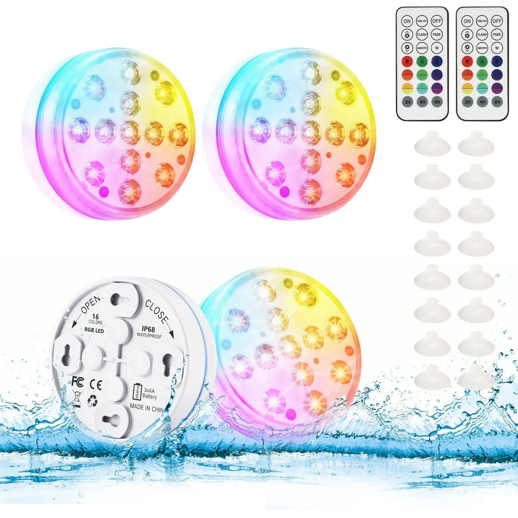 Remote controlled colour changing diving light with IP68 waterproof rating and ABS plastic housing