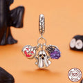 Halloween ghost three-in-one pendant bead in 925 sterling silver, 2.2x1.6cm with 0.45cm aperture, colour SCC3180