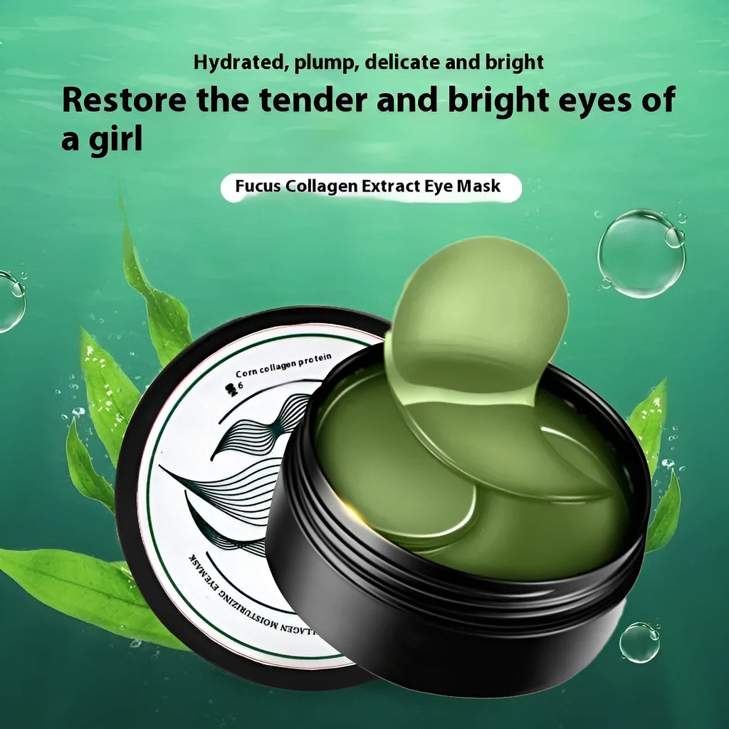 Green seaweed eye mask sheets with 60 tablets containing sodium hyaluronate