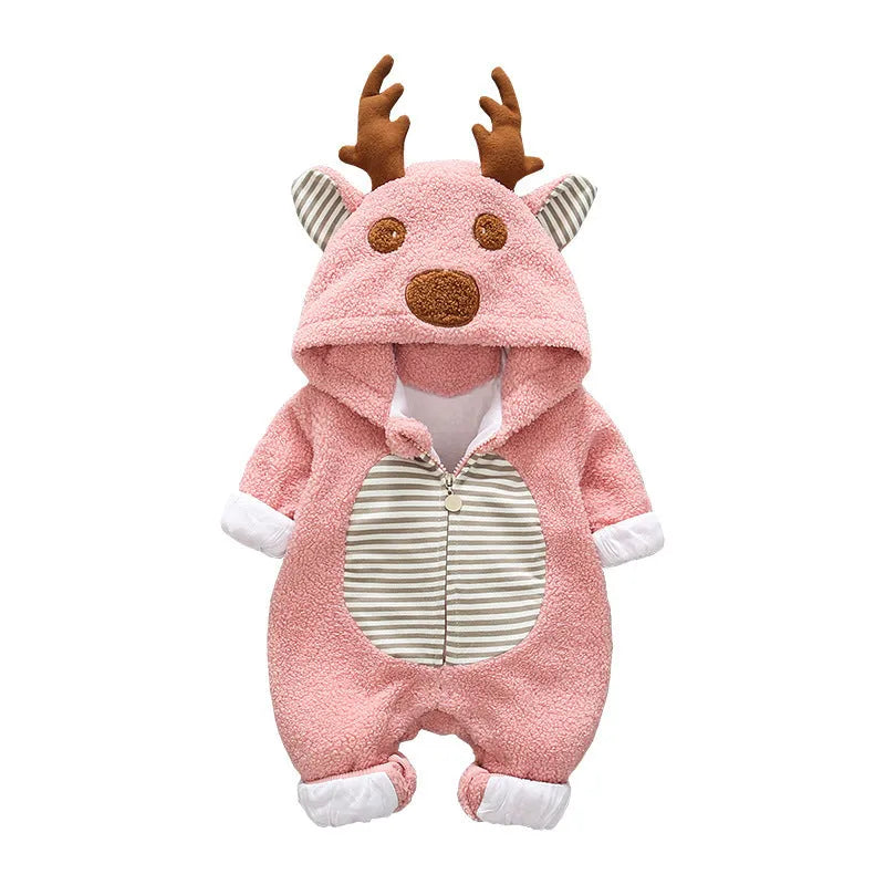 Baby romper in 100% cotton with long sleeves and lace-up strap closure in khaki colour
