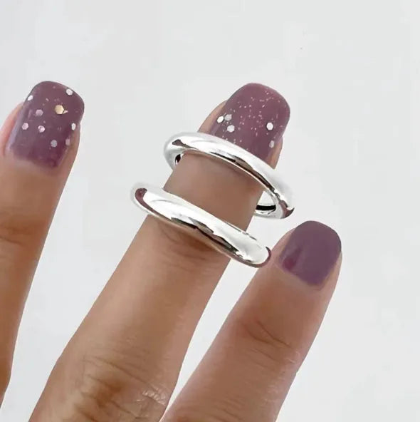 925 sterling silver adjustable opening ring for women in minimalist Korean-style design