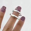 925 sterling silver adjustable opening ring for women in minimalist Korean-style design