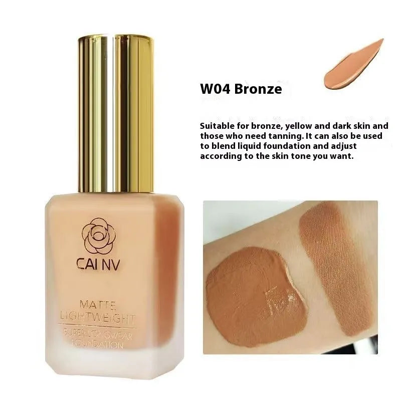 Liquid foundation bottle with discolouration resistance for combination skin in natural colour finish