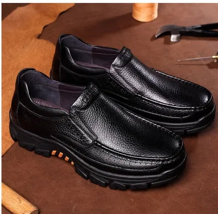 Black and brown business casual leather shoes with slip-resistant rubber soles