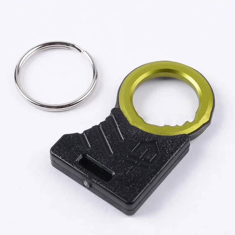 Portable emergency survival tool in black, stainless steel with 440 steel blade, 57HRC, 4.3 x 2.4 cm