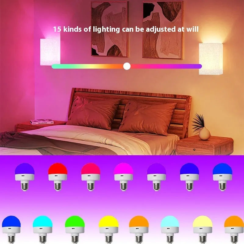 Rechargeable RGB LED atmosphere bulb 3.5W with remote control, bulb base and charging cable