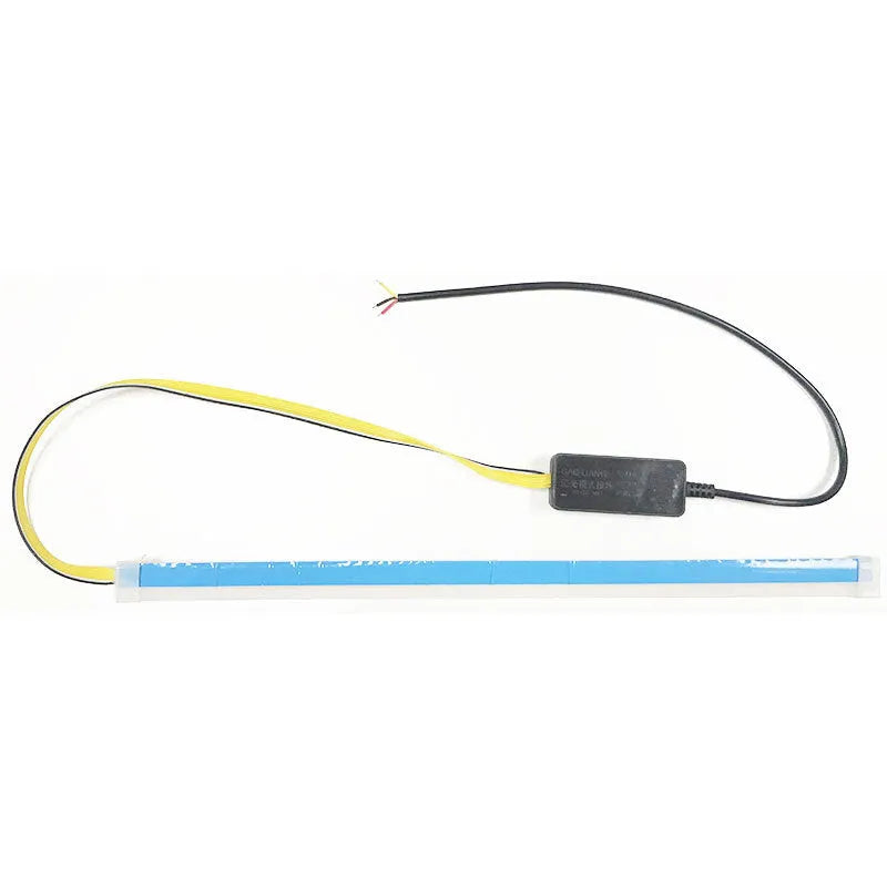 Flexible silicone car LED daytime running light strip with flowing turn signal function in 30cm length.