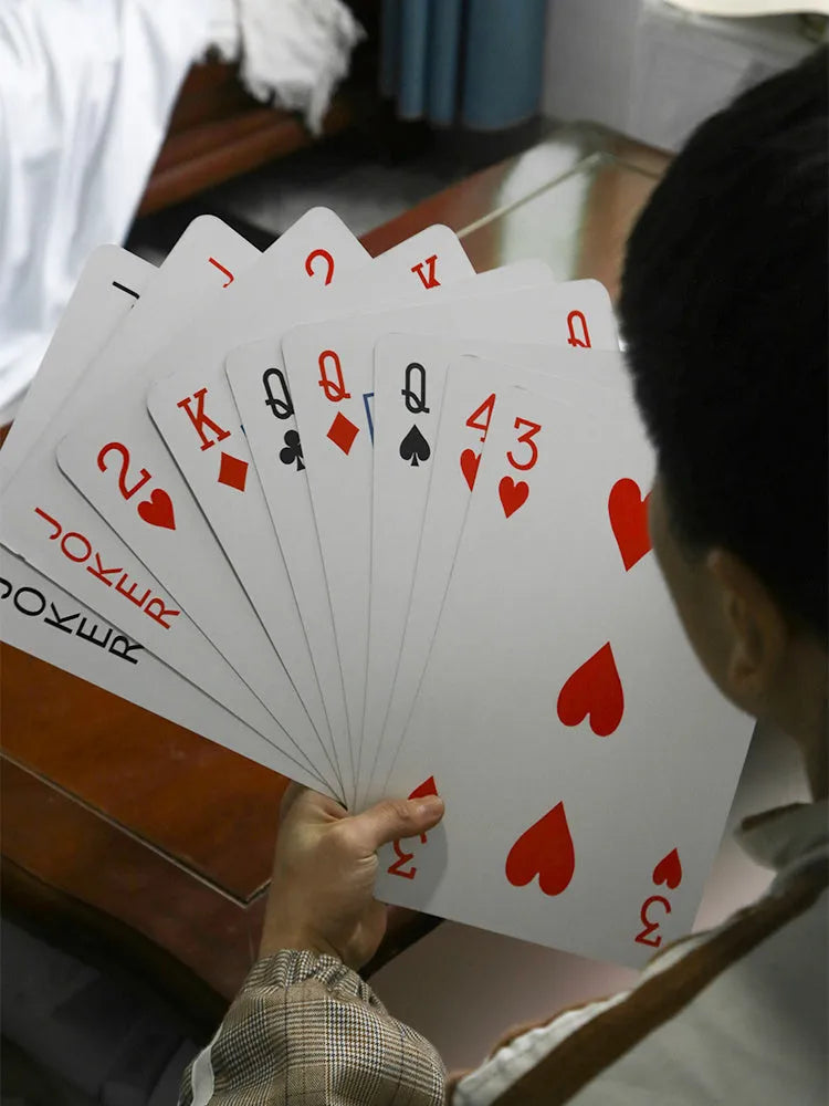 Jumbo playing cards in large size for table games with enhanced visibility