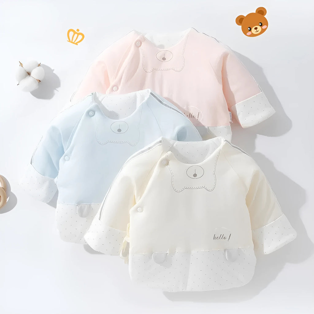Hani half-back baby top 100% cotton sanded fabric round neck for newborns winter 59cm