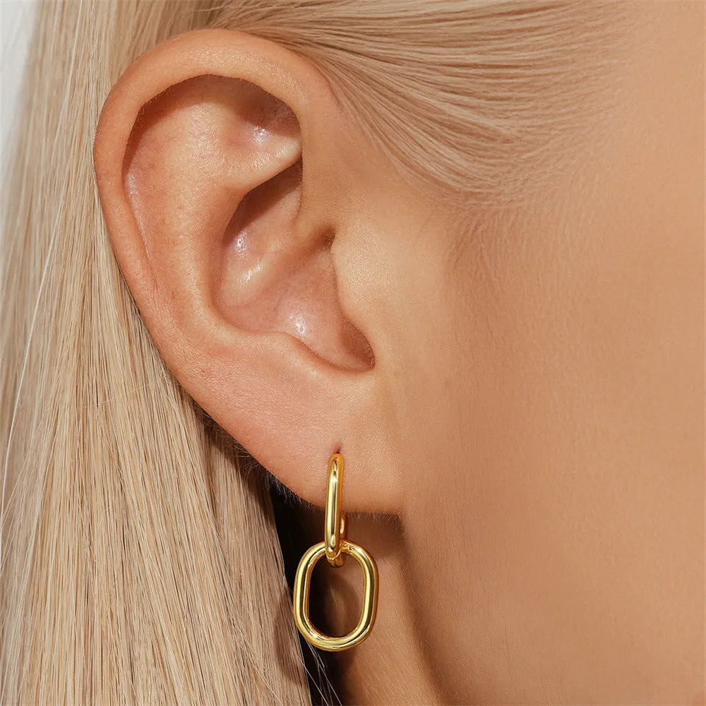 Brass diamond geometric earclip earrings with golden electroplated finish