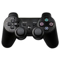 PS3 Bluetooth wireless game handle in black with button layout and USB port