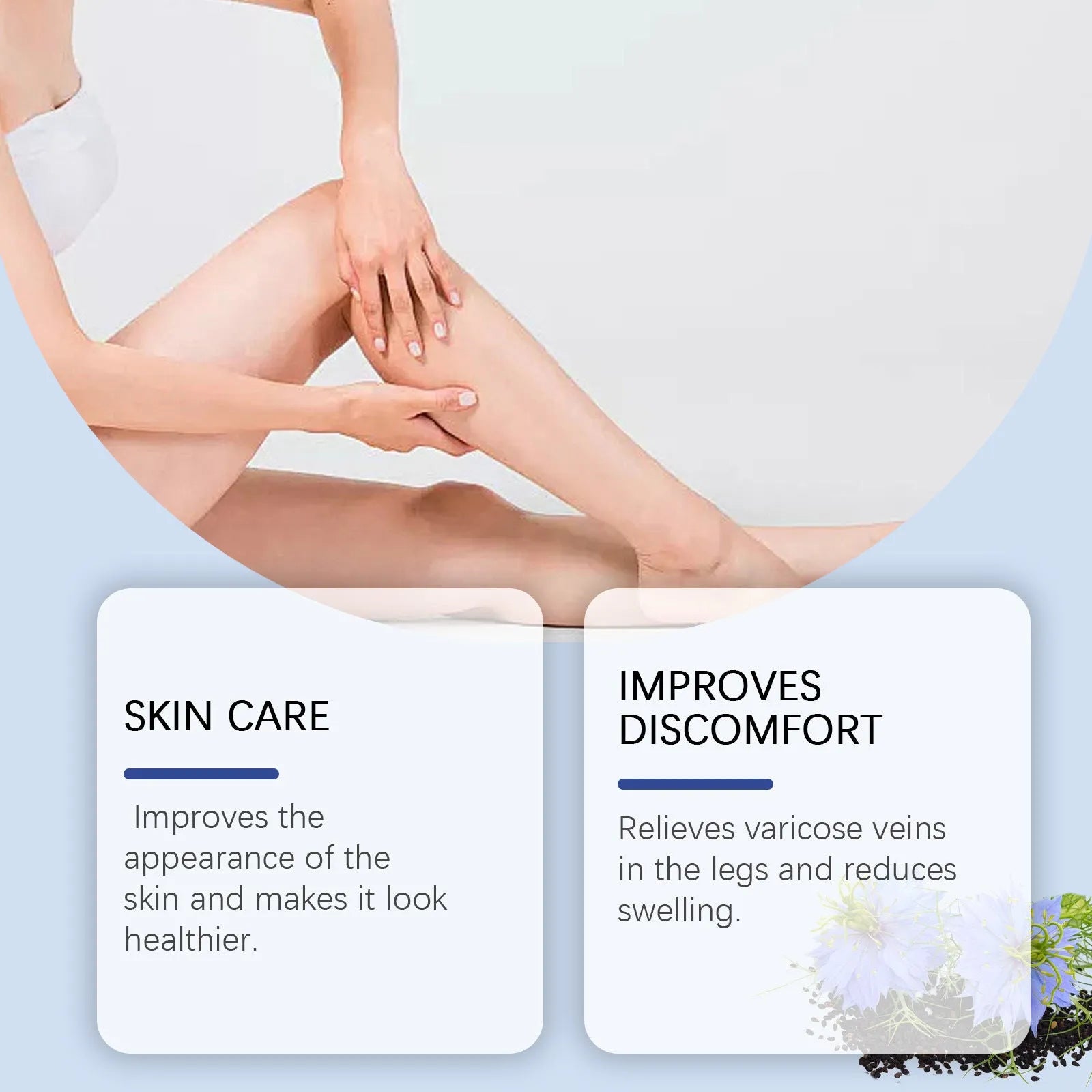20g tube of herbal leg care cream with black grass seeds and horse chestnut ingredients