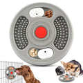 Blue and grey pet slow feeder bowl with anti-slip pads and textured eating surface