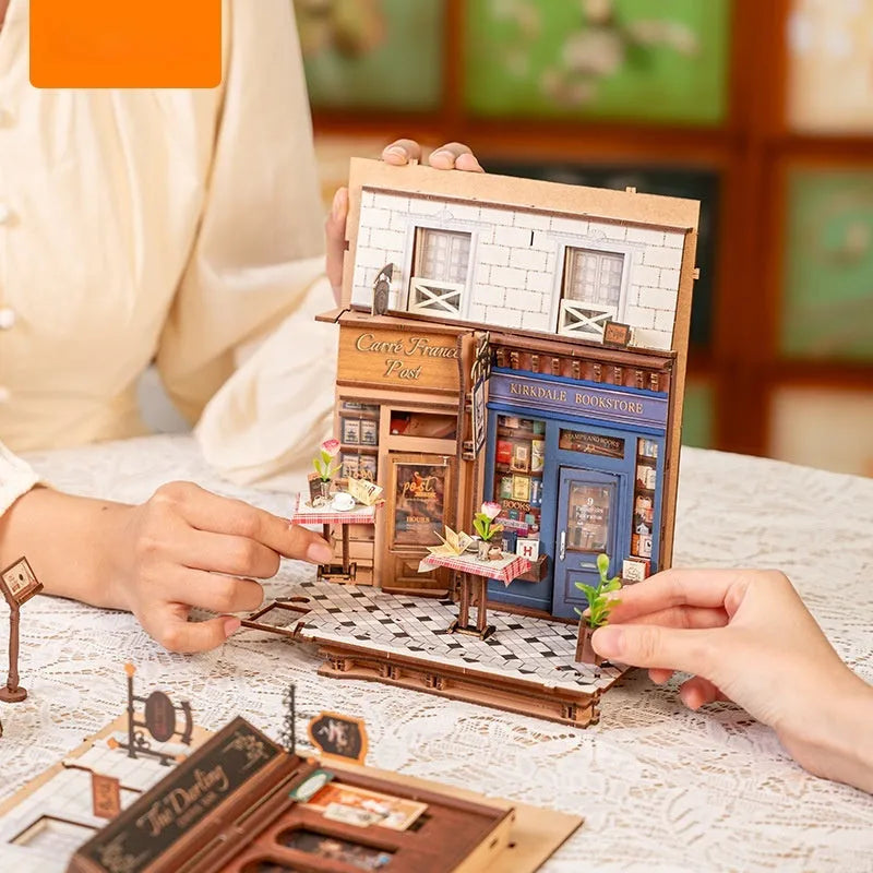 Ruolai Arcade three-dimensional puzzle blocks toy assembled model in wood and paper, size 106x195x255mm