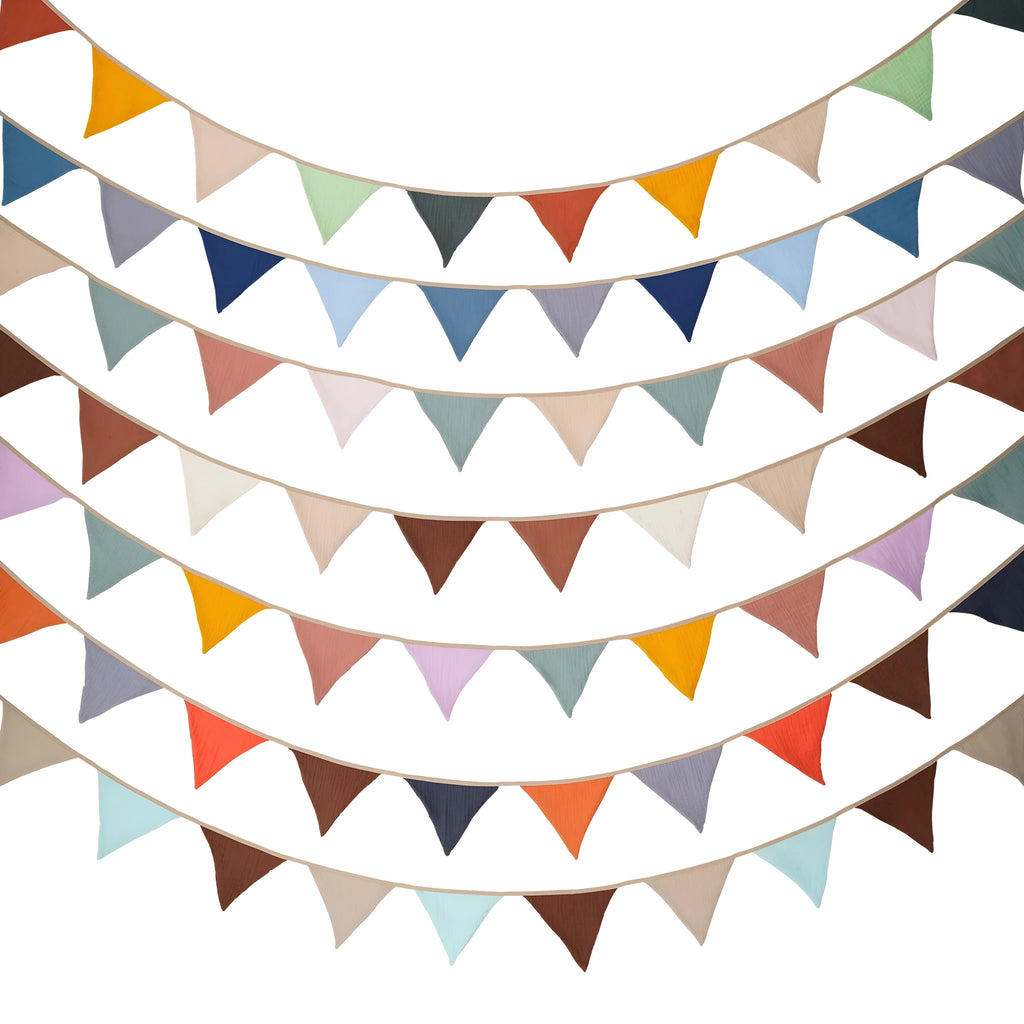 Double-layer cotton crepe pennant birthday decoration flag in Tiffany Blue 2.6 metre handmade banner