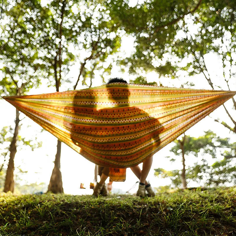 Parachute cloth printing park camping hammock in bohemian print, 260x140cm, polyester, 200kg capacity