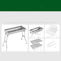 Stainless steel portable folding barbecue grill with large cooking area.