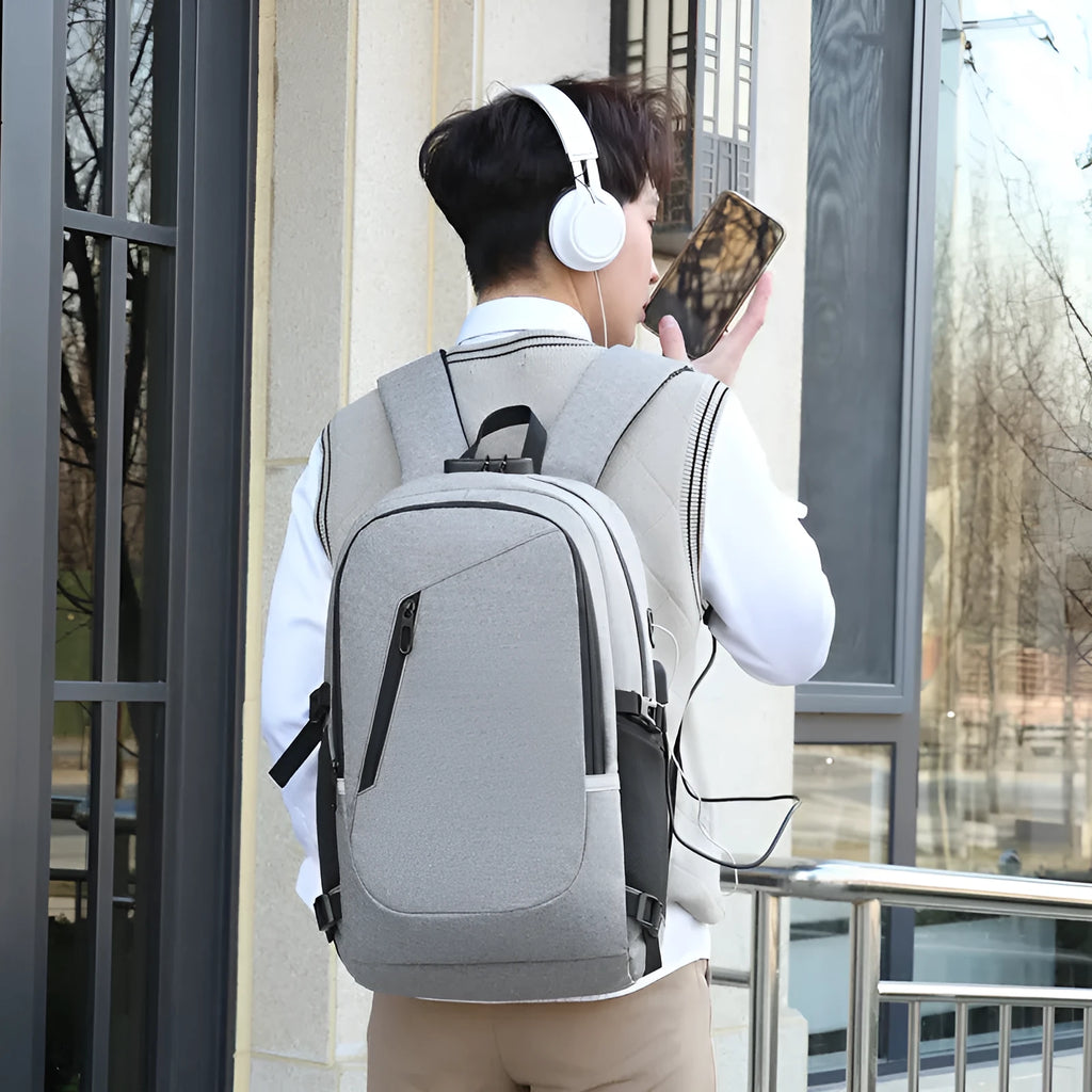 Oxford cloth computer backpack in blue colour with 20-35L capacity and street trend style