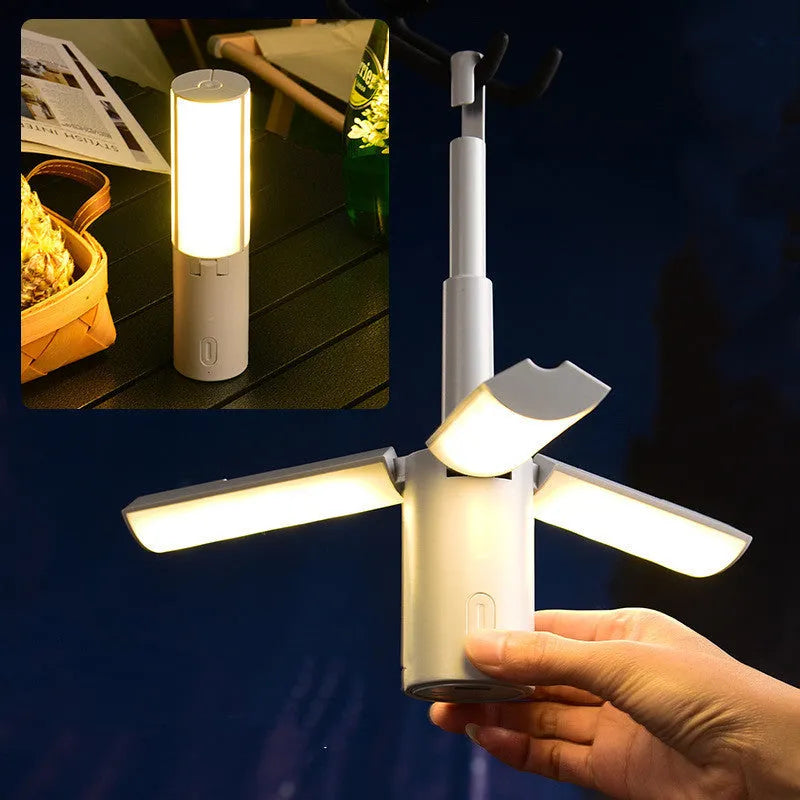 Outdoor multifunctional folding camping light, LED rechargeable with USB charging, 4000mAh battery, key switch