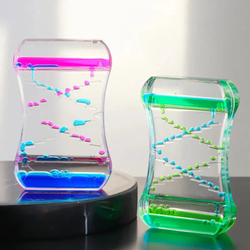 Creative Cruise fluid liquid quicksand timer in blue green, handmade resin desk ornament