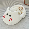 Portable plush pet bed with round cover and mattress in 2-in-1 design for cats and small dogs
