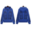 Washed distressed sweatshirt with heavy-duty classic print, cotton terry, loose fit, black or blue, sizes S-XL