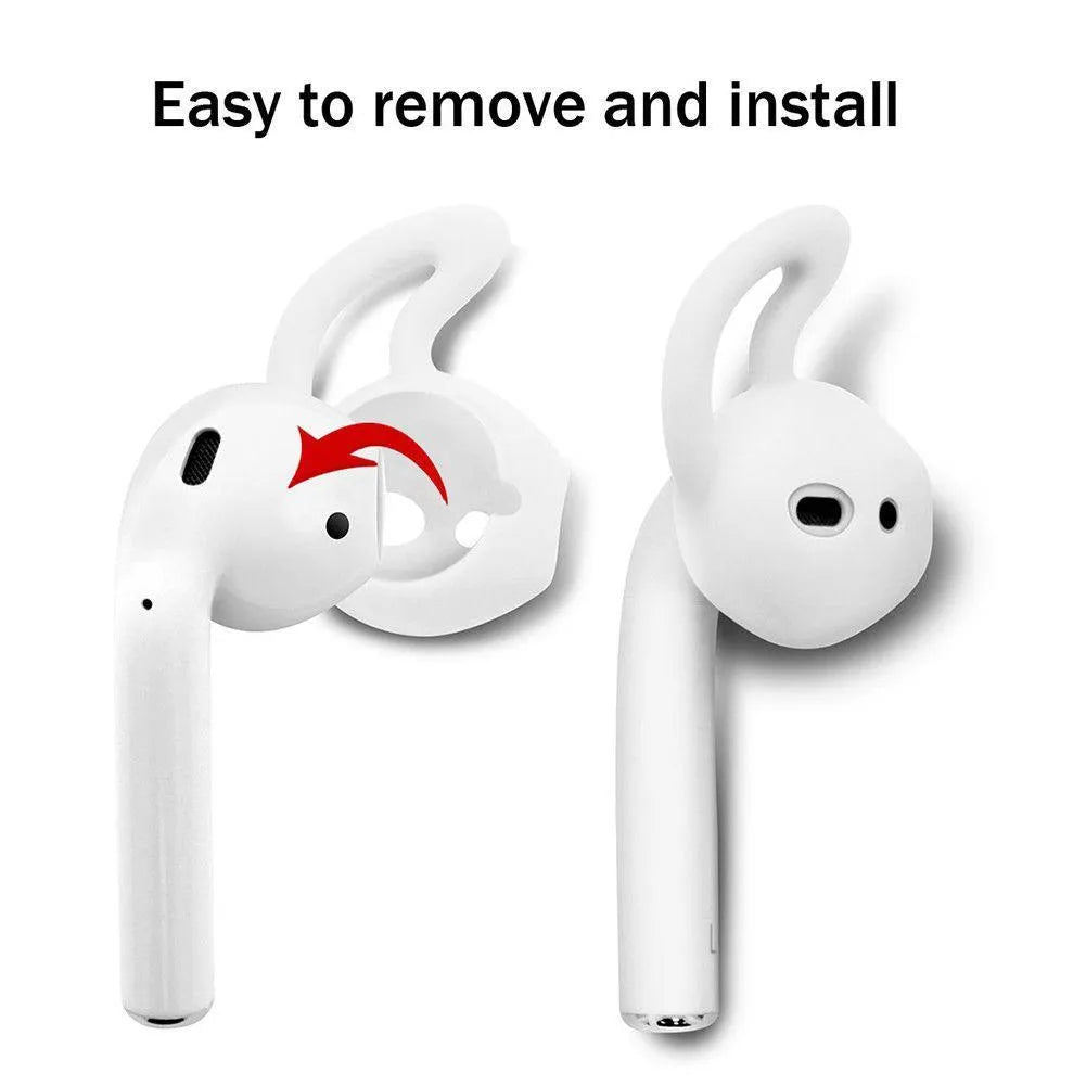 Silicone ear tips for Apple AirPods in five colours: black, blue, red, transparent, white