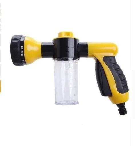 Green high-pressure foam spray gun with adjustable nozzle for car washing and garden use