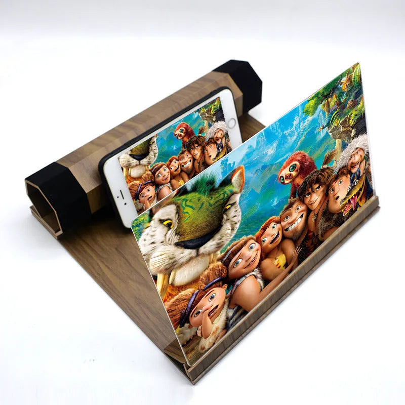 Wood grain smartphone signal amplifier measuring 25.5cm wide with black walnut finish and acrylic elements