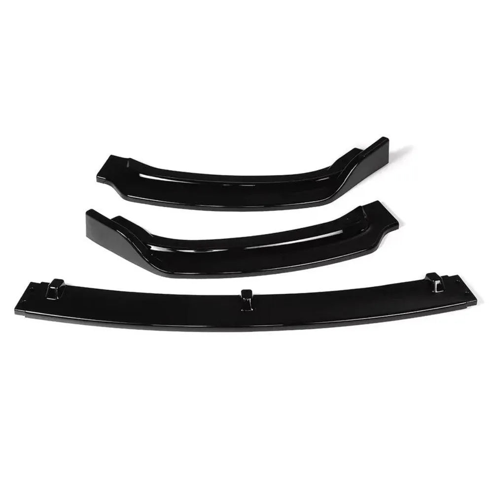 Three-piece black front bumper lip spoiler kit for BMW F30 F35 3 Series cars