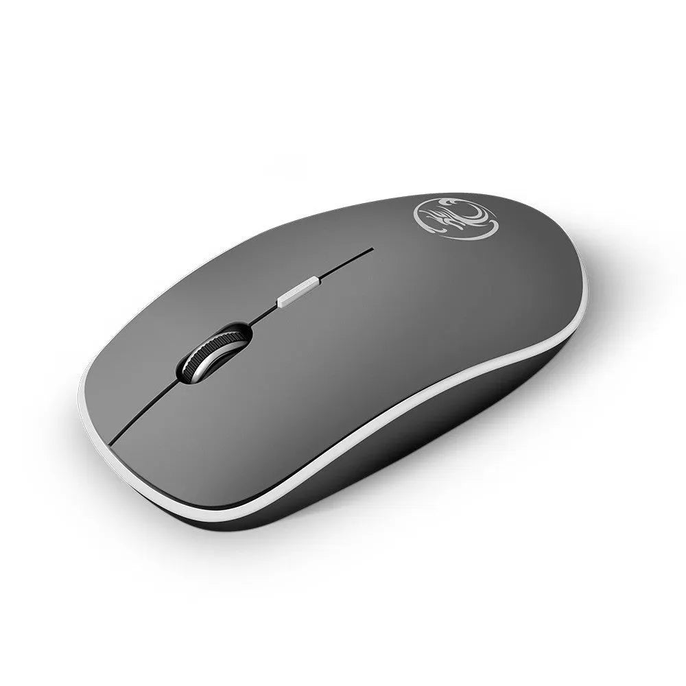 Mute wireless business office mouse in black, ultra-thin mini 115x65x33mm with USB receiver